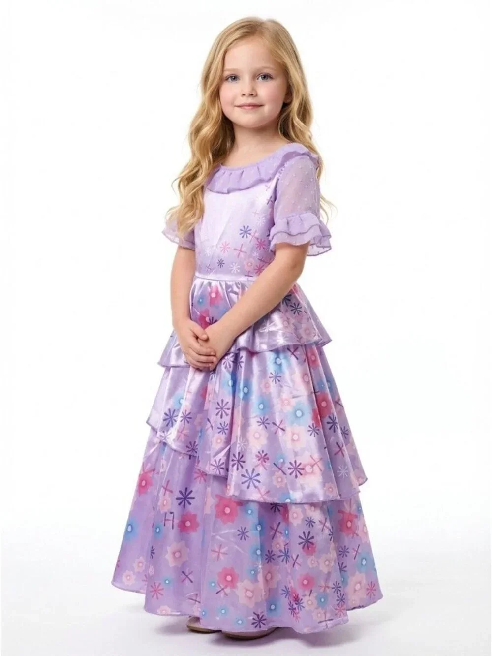 Girls Lavender Floral Princess Dress